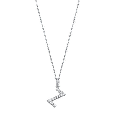 Sterling Silver Clear CZ Z Initial Necklace