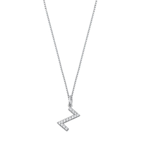 Sterling Silver Clear CZ Z Initial Necklace