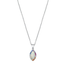 Load image into Gallery viewer, Sterling Silver Marquise White Lab Opal And Multi Colored CZ Necklace