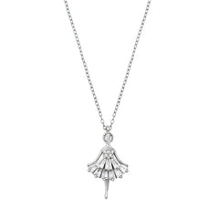 Sterling Silver Ballerina Clear CZ Necklace