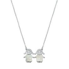 Load image into Gallery viewer, Sterling Silver Little Girls Pearl And Clear CZ Necklace