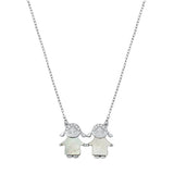 Sterling Silver Little Girls Pearl And Clear CZ Necklace