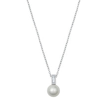 Load image into Gallery viewer, Sterling Silver Round Pearl And Clear CZ Necklace