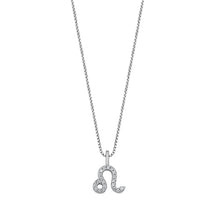 Load image into Gallery viewer, Sterling Silver Rhodium Plated Leo Clear CZ Zodiac Sign Necklace