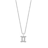 Sterling Silver Rhodium Plated Gemini Clear CZ Zodiac Sign Necklace