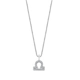 Sterling Silver Rhodium Plated Libra Clear CZ Zodiac Sign Necklace