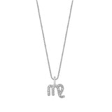 Sterling Silver Rhodium Plated Virgo Clear CZ Zodiac Sign Necklace