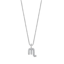 Load image into Gallery viewer, Sterling Silver Rhodium Plated Scorpio Clear CZ Zodiac Sign Necklace