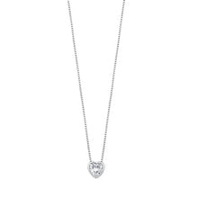 Load image into Gallery viewer, Sterling Silver Rhodium Plated Heart Clear CZ Solitaire Necklace