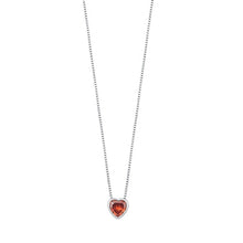 Load image into Gallery viewer, Sterling Silver Rhodium Plated Heart Garnet CZ Solitaire Necklace