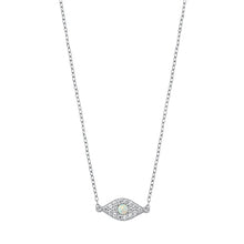 Load image into Gallery viewer, Sterling Silver Eye White Lab Opal And Clear CZ Necklace