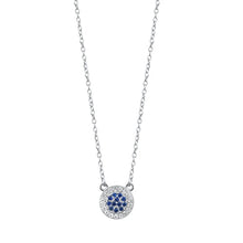 Load image into Gallery viewer, Sterling Silver Round Blue And Clear CZ Necklace