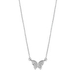 Sterling Silver Rhodium Plated Butterfly Clear CZ Necklace