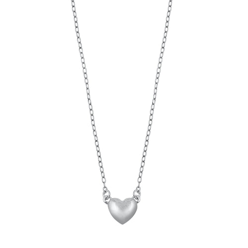 Sterling Silver Rhodium Plated Heart Necklace