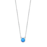 Sterling Silver Round Blue Lab Opal Necklace