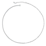 Sterling Silver Rhodium Plated Plain Clear CZ Necklace