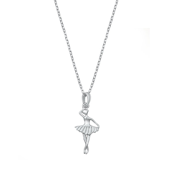 Sterling Silver Rhodium Plated Ballerina CZ Necklace