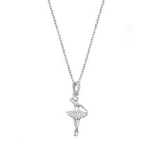 Load image into Gallery viewer, Sterling Silver Rhodium Plated Ballerina Necklace Length-16+2inches Extension, Charm Height-15mm