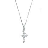 Sterling Silver Rhodium Plated Ballerina CZ Necklace