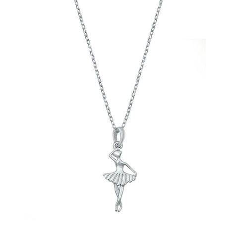 Sterling Silver Rhodium Plated Ballerina CZ Necklace