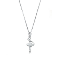 Sterling Silver Rhodium Plated Ballerina CZ Necklace