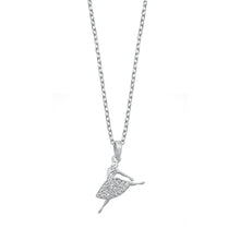 Load image into Gallery viewer, Sterling Silver Rhodium Plated Ballerina CZ Necklace