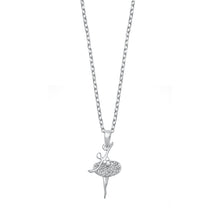 Load image into Gallery viewer, Sterling Silver Rhodium Plated Ballerina CZ Necklace
