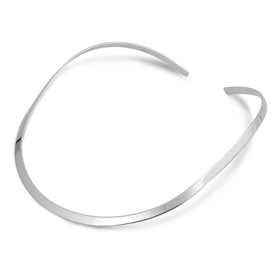 Sterling Silver Flat Choker Necklace-6mm
