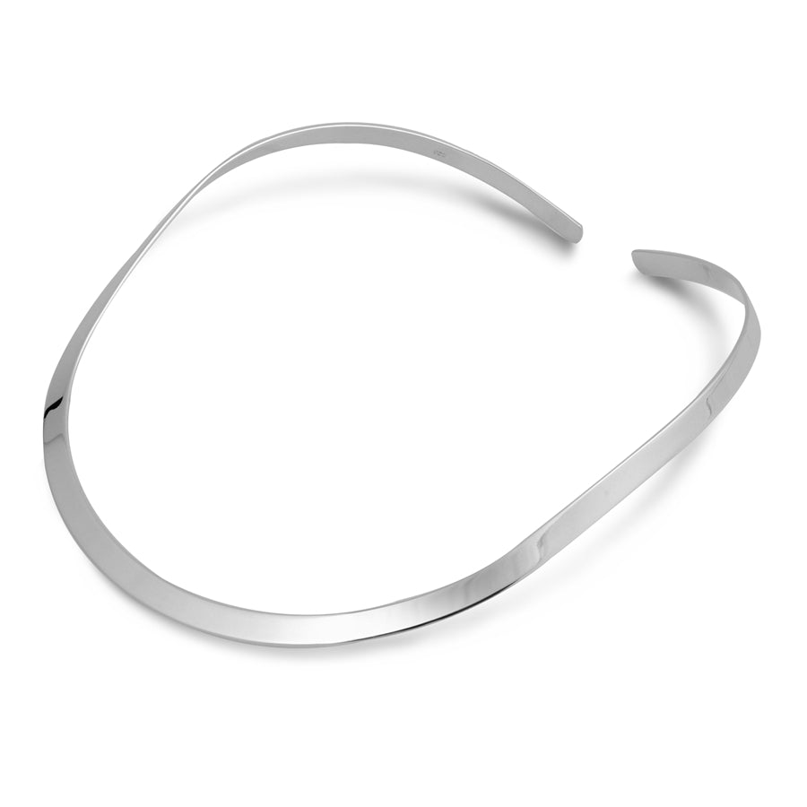 Sterling Silver Round Flat Choker Necklace