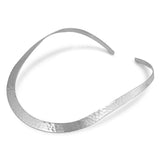 Sterling Silver Flat Hammered Choker Necklace