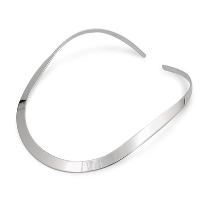 Sterling Silver Flat Thick Choker Necklace