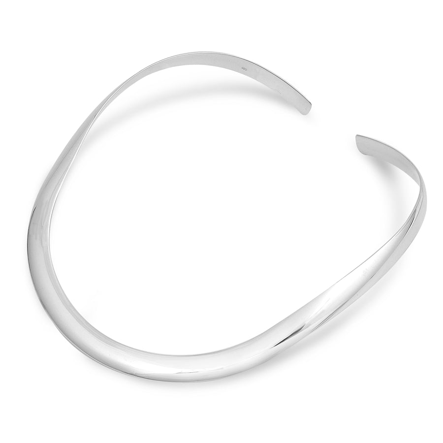 Sterling Silver Thick Rounded 10MM Flat Choker Necklace