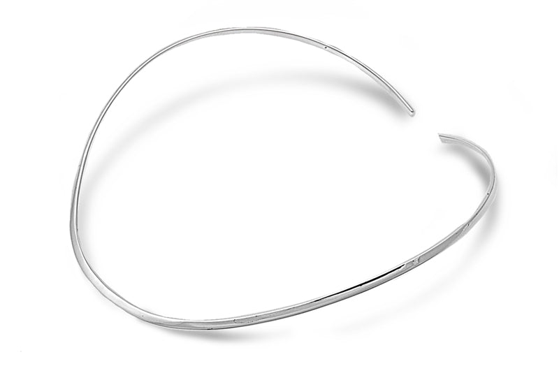 Sterling Silver Flat Choker Necklace-16inches
