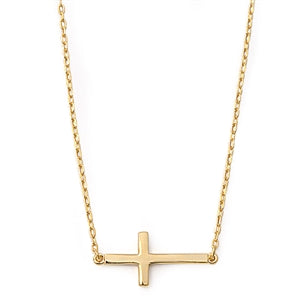 Sterling Silver Gold Plated Sideway Cross Necklace