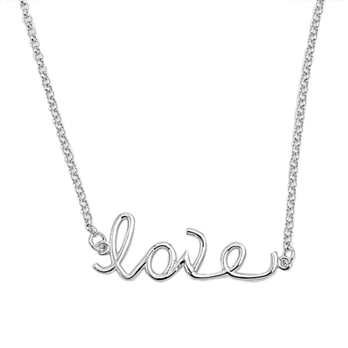 Sterling Silver Love Clear CZ Necklace