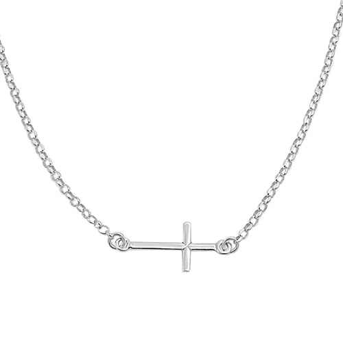 Sterling Silver Sideways Cross Necklace