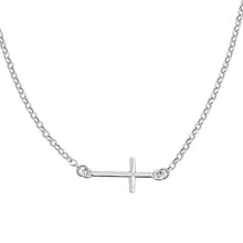 Load image into Gallery viewer, Sterling Silver Sideways Cross Necklace