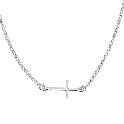 Sterling Silver Sideways Cross Necklace