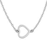 Sterling Silver Italian Sideways Open Heart Necklace