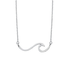 Sterling Silver Wave Necklace-7mm