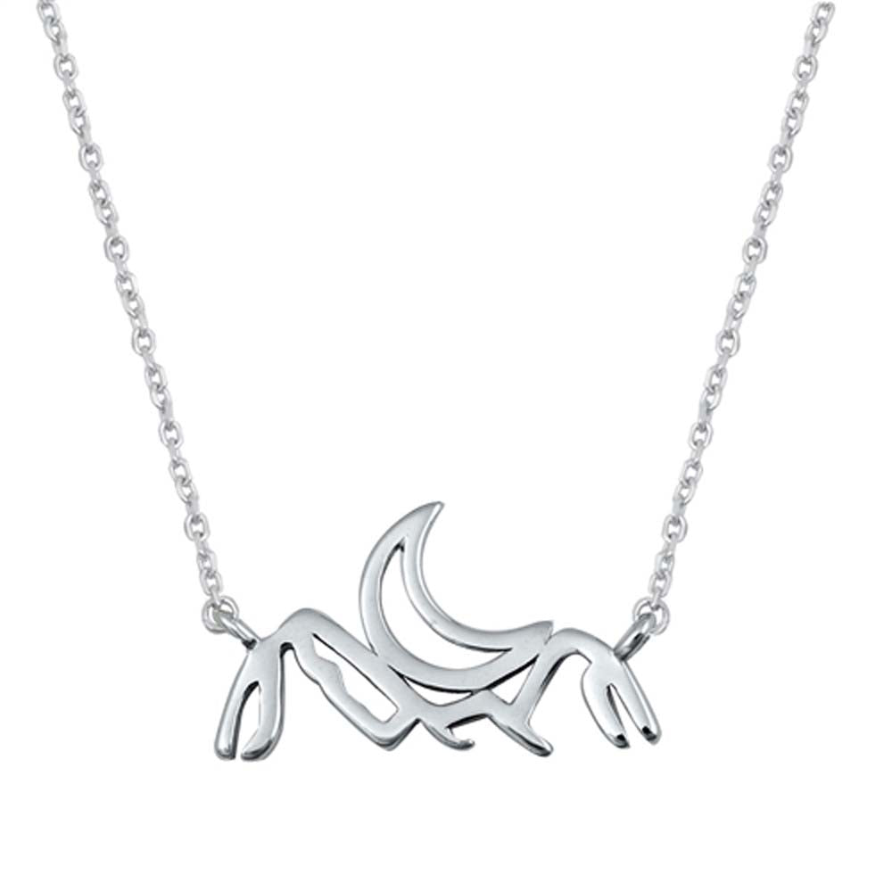 Sterling Silver Mountains and Crescent Moon Necklace