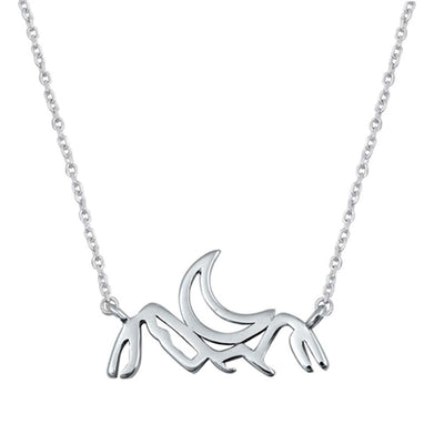 Sterling Silver Mountains and Crescent Moon Necklace