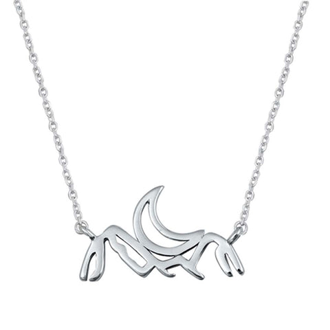 Sterling Silver Mountains and Crescent Moon Necklace