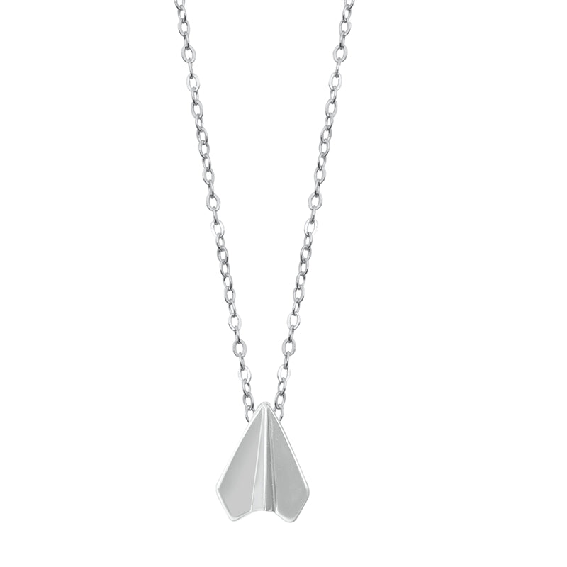 Sterling Silver Paper Airplane Necklace