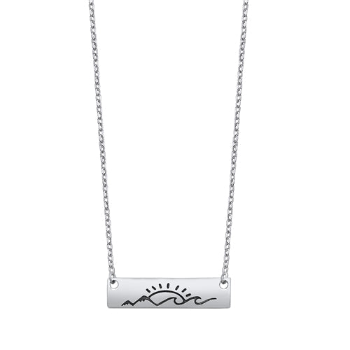 Sterling Silver Sunset And Waves Necklace