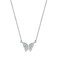 Load image into Gallery viewer, Sterling Silver Clear CZ Butterfly Necklace