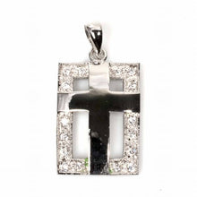 Load image into Gallery viewer, Sterling Silver With Clear Cubic Zirconia Cross PendantAnd Height 27mm