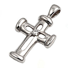 Load image into Gallery viewer, Sterling Silver With Clear Cubic Zirconia Cross PendantAnd Pendant Height 20mm