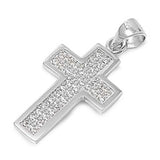 Sterling Silver Fancy Box Edged Pendant Micropaved with CZ StonesAnd Pendant Height of 19MM