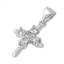Load image into Gallery viewer, High Polished Sterling Silver Cross with Clear Cz Stones formed in a Cross Design PendantAnd Pendant Height of 20MM